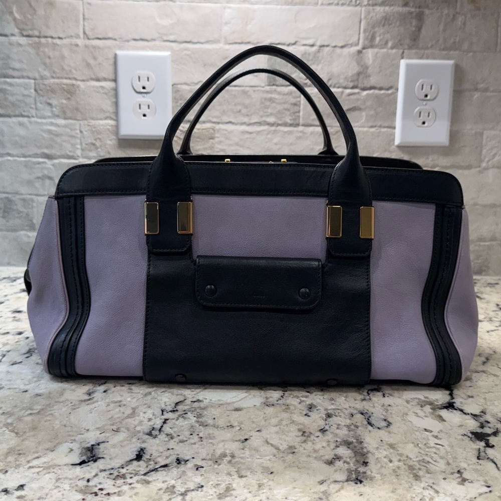 Chloe EUC Alice Black & Gray Leather Handbag